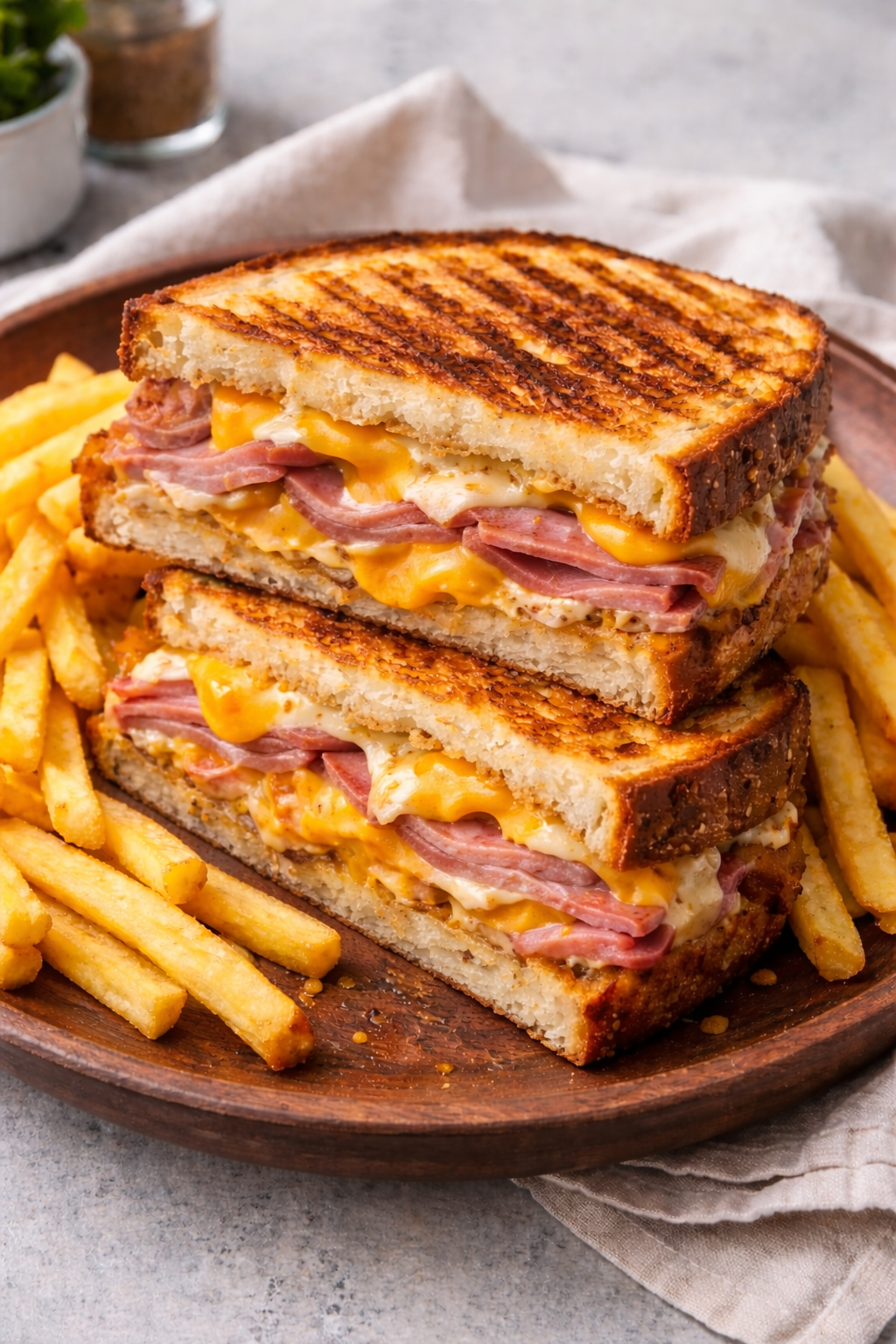 Toasted cheese and ham